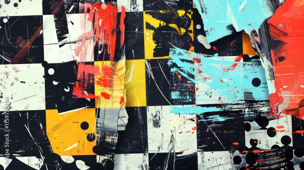 Fototapeta premium An abstract painting with vibrant colors and bold brushstrokes.