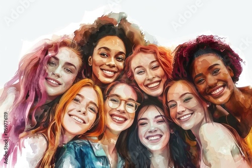 Colorful collage of young friends smiling and laughing together.
