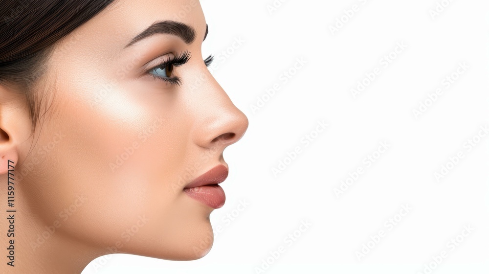 Stunning portrait of a young woman showcasing natural beauty and radiant skin, highlighting ecofriendly skincare and makeup. Stunning portrait of a young woman showcasing natural beauty and radiant skin, highlighting ecofriendly skincare and makeup.