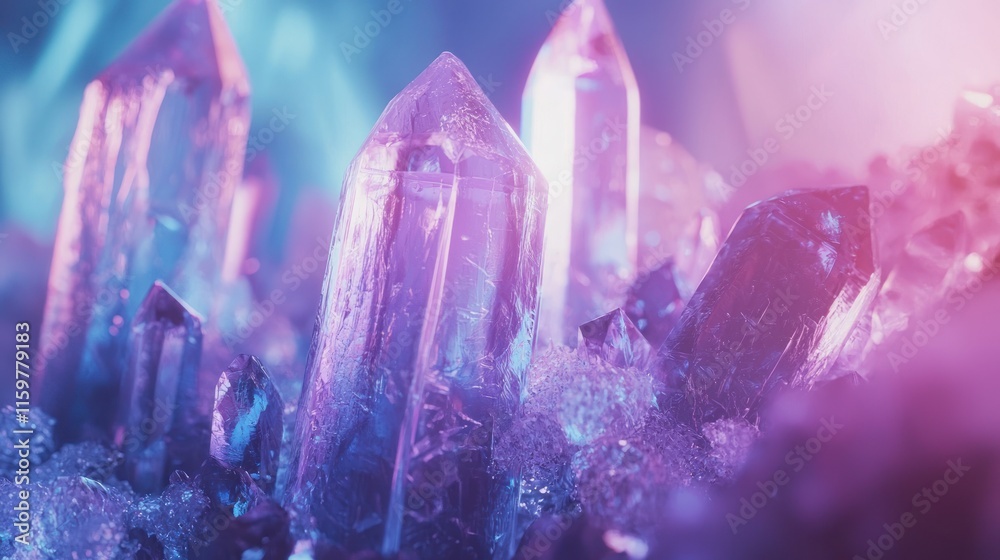 Close-up of vibrant purple and blue crystals. Close-up of vibrant purple and blue crystals.