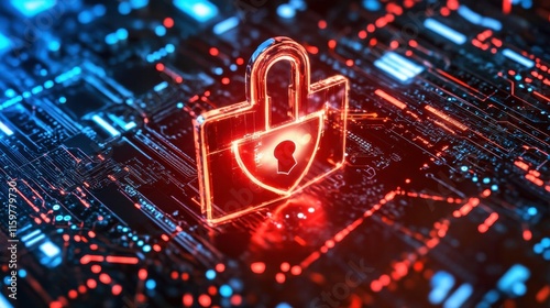 Modern Digital Interface with Lock and Secure Data Theme
