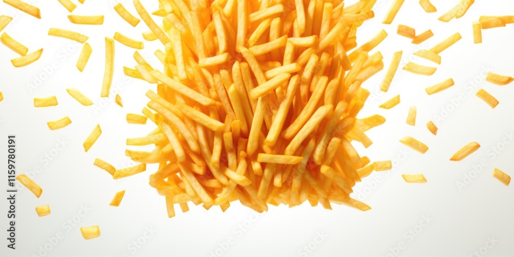Closeup of crinkle cut fries spilling out of bag. Closeup of crinkle cut fries spilling out of bag.