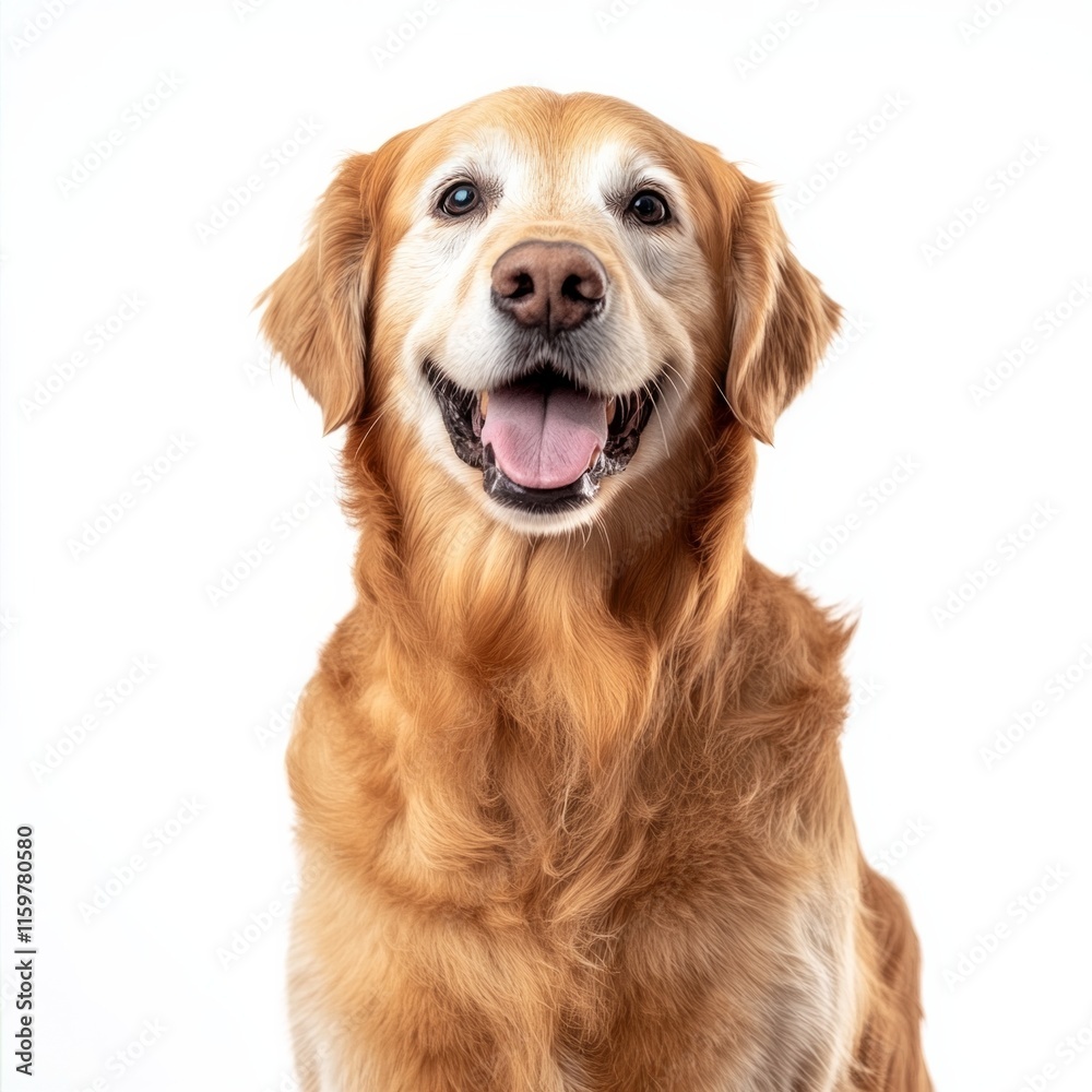 Golden retriever portrait against white background Golden retriever portrait against white background