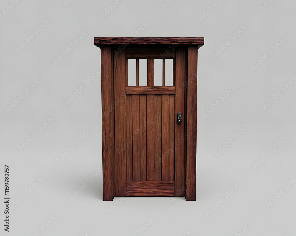 Sturdy rustic wooden door, perfect for garden or home entrance.  Ideal for adding a touch of country charm to any design project.