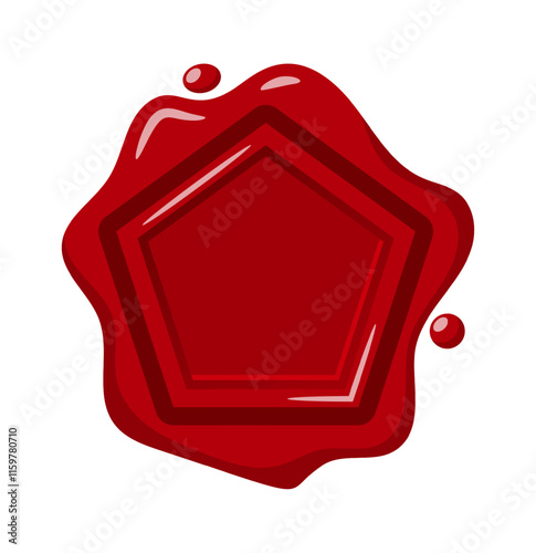 Polygonal red wax seal stamp