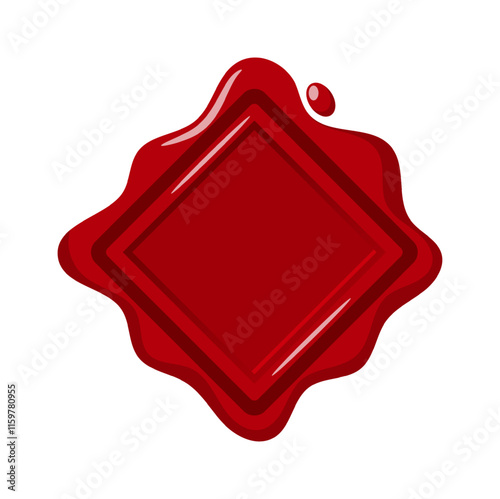 Rhombus red wax seal vector illustration