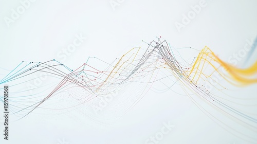Dynamic graph showing GDP fluctuations across sectors. Featuring layered lines on a white canvas