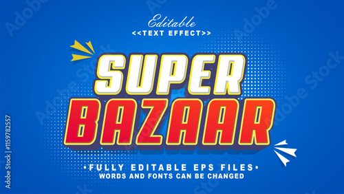 editable 3d supe bazaar text effect.typhography logo