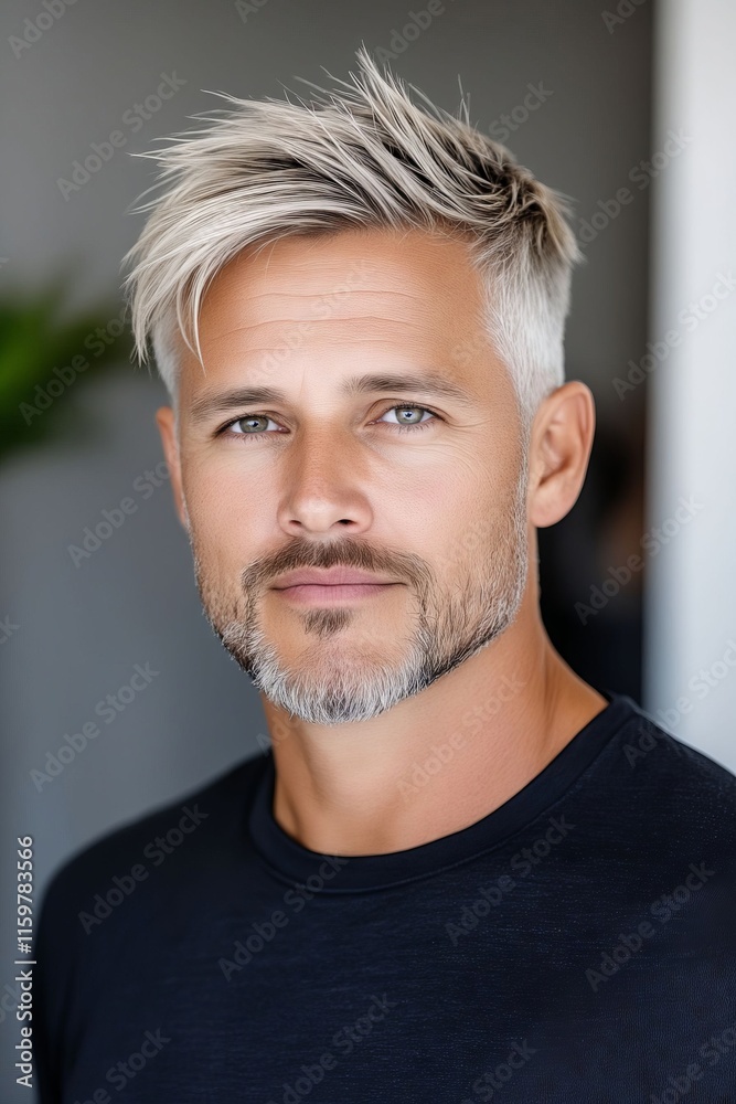 A man with blonde hair and a beard wearing a black shirt A man with blonde hair and a beard wearing a black shirt