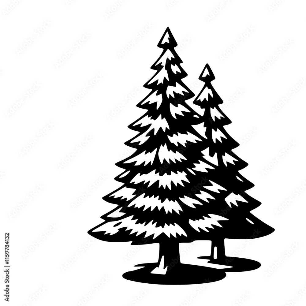 Fototapeta premium Minimalist Christmas Tree Black and White
