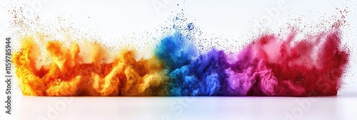 A vibrant explosion of colored powder creating a dynamic visual effect. photo