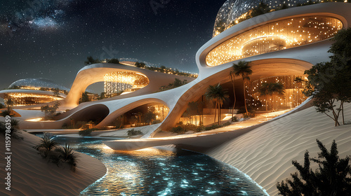 futuristic ecoresort emerging photo