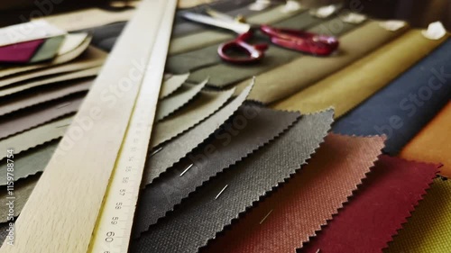 Wallpaper Mural Ruler Scissors and Colorful Fabric Palette Examples in The Tailor Shop Torontodigital.ca