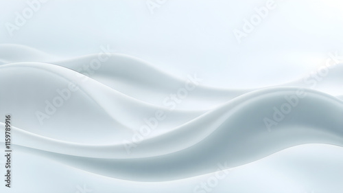 Abstract minimalist waves in light dusty blue and pale gray, softly illuminated to create depth and a relaxing visual effect 