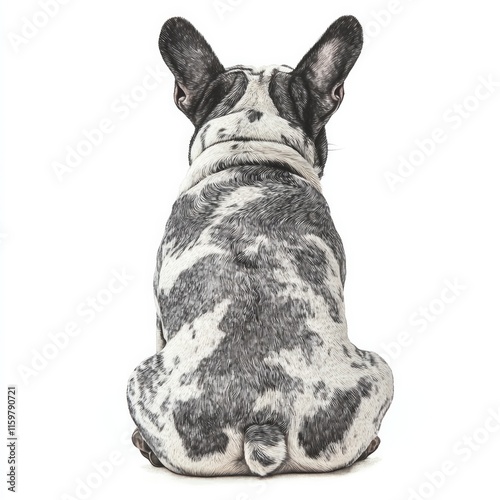 French bulldog back view - black and white coat
