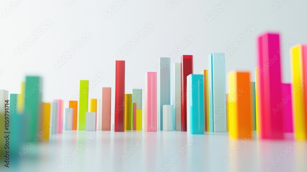 GDP growth forecast. Featuring a futuristic bar chart on a plain white background GDP growth forecast. Featuring a futuristic bar chart on a plain white background