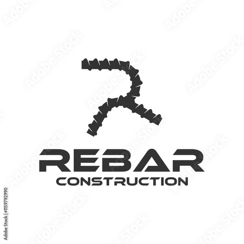 rebar concrete construction top quality industry logo design vector 