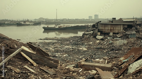 Impact of Pollution on River Delta in Natural Light