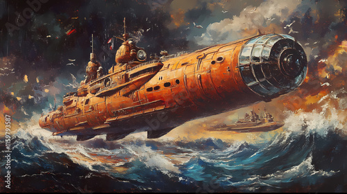 Sommozzatore nave da guerra Mariner. Illustration