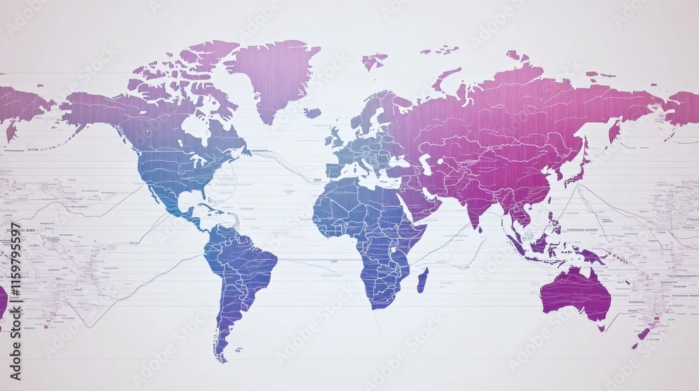 Fototapeta premium Global GDP trends over time. Featuring a world map with GDP changes from 2000 to 2025