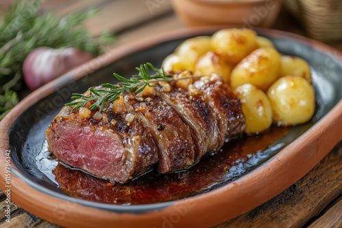 Classic Portuguese meal made with ox honeycomb photo