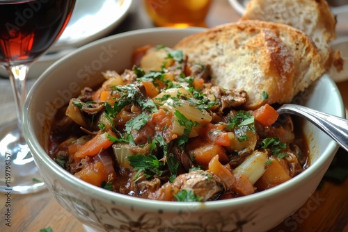 Classic Provençal beef tripe stew slow cooked in tomato sauce with veggies and wine