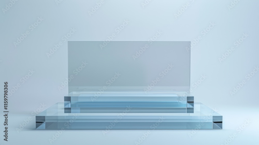 Clear glass award on a platform, isolated on white background. Clear glass award on a platform, isolated on white background.
