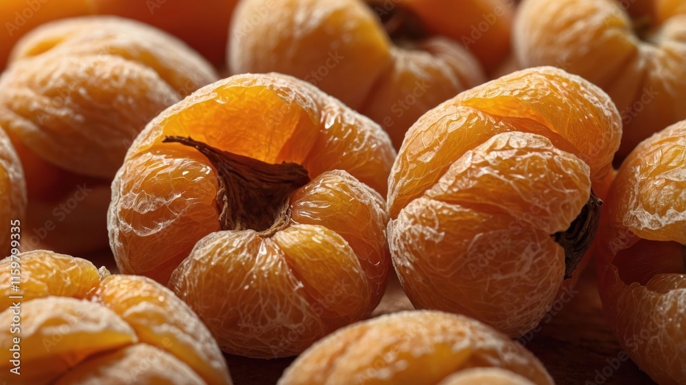 Close-up of dried apricots showcasing their texture and color. Close-up of dried apricots showcasing their texture and color.