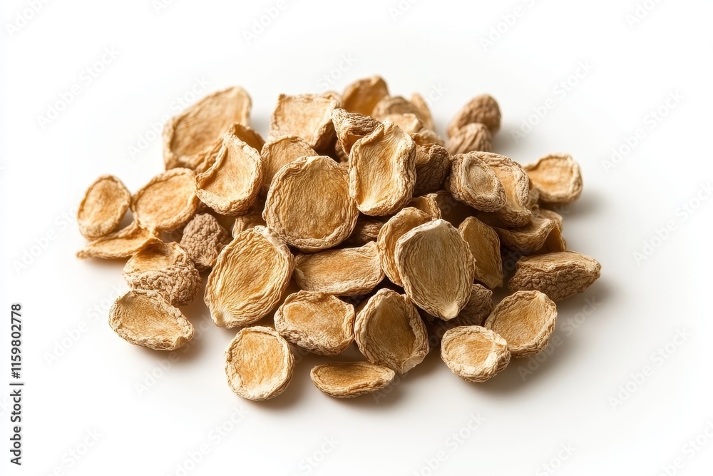 Dehydrated Asian Ginseng on a light backdrop Dehydrated Asian Ginseng on a light backdrop