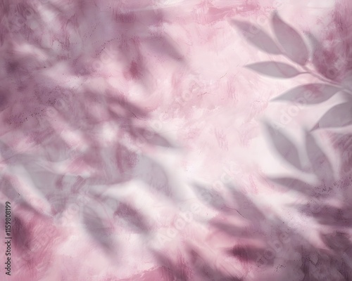 A soft, abstract background with pink hues and leaf shadows, ideal for design projects.
