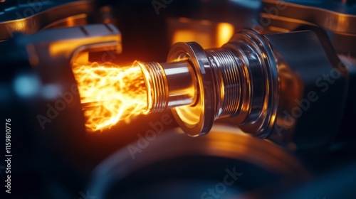 Discover the power of modern engine technology with this detailed view of combustion chamber efficiency and performance enhancement.