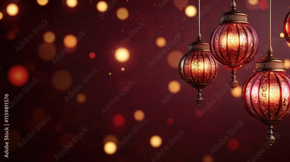 Elegant Chinese Lanterns with Soft Bokeh Background for Celebrations Elegant Chinese Lanterns with Soft Bokeh Background for Celebrations