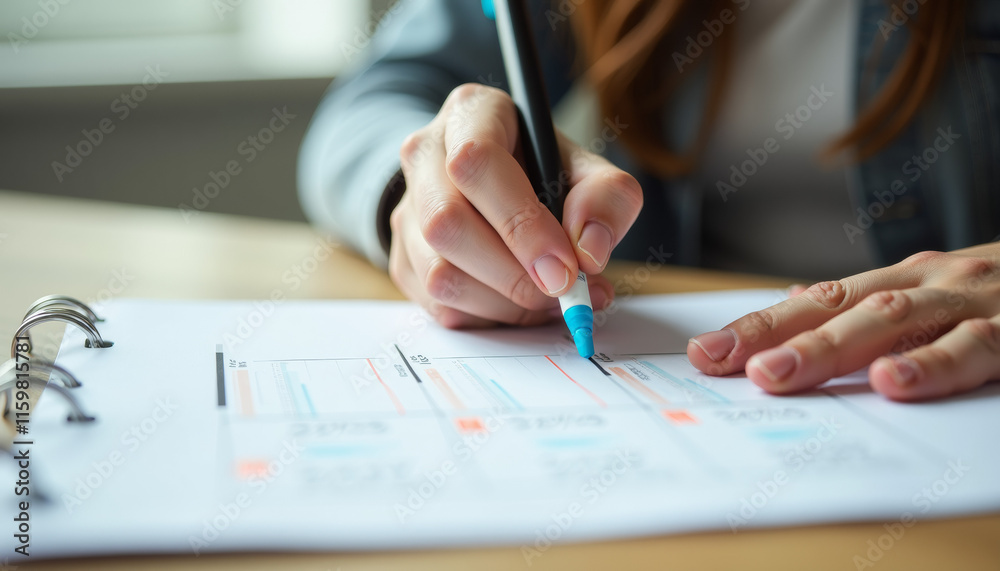 Naklejka premium Person Planning and Organizing Tasks on a Schedule