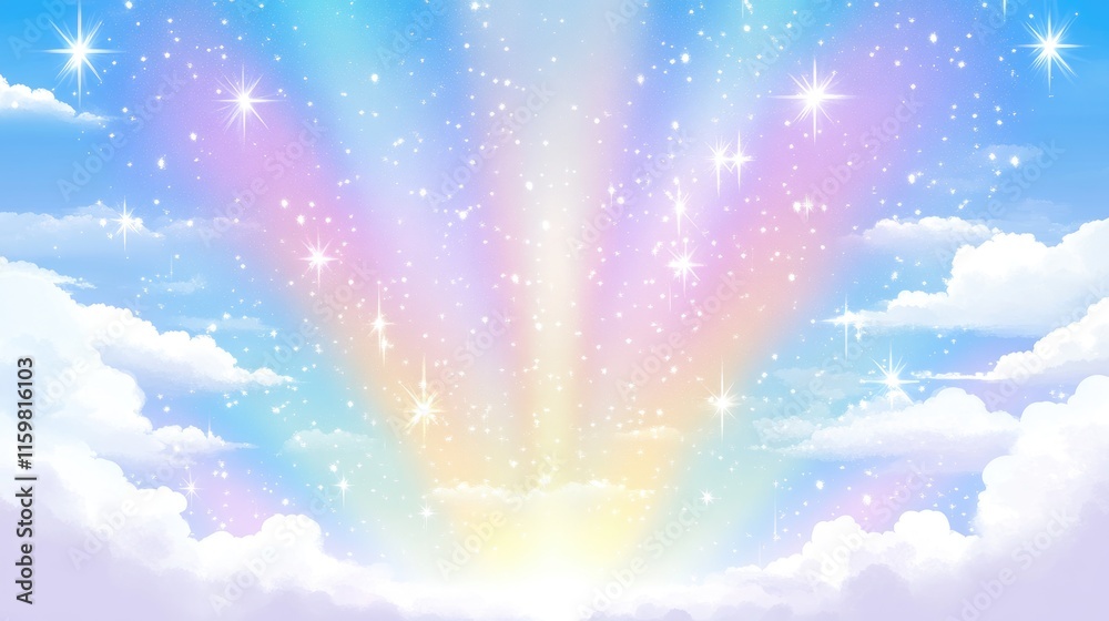 Fototapeta premium Dreamy Sky with Sparkling Stars and Colorful Light Effects