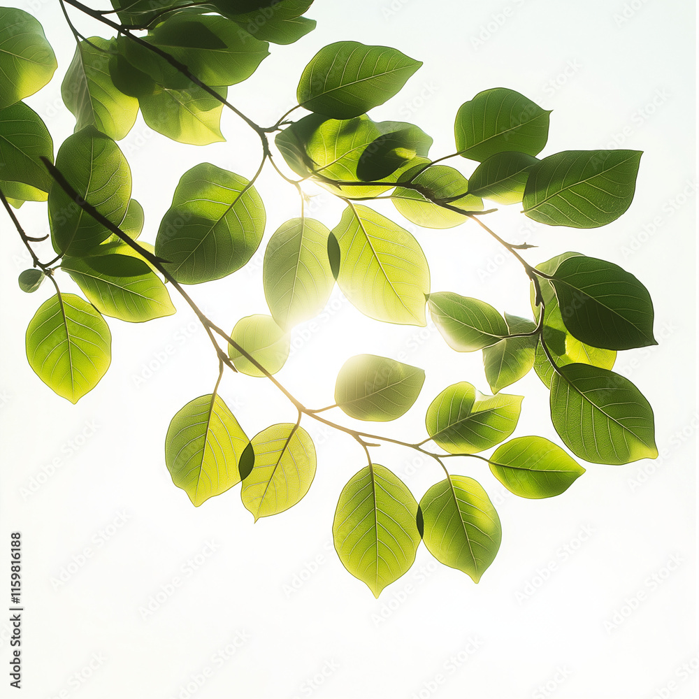 Obraz premium Sunlight Through Green Leaves Backlit Foliage Nature Photography