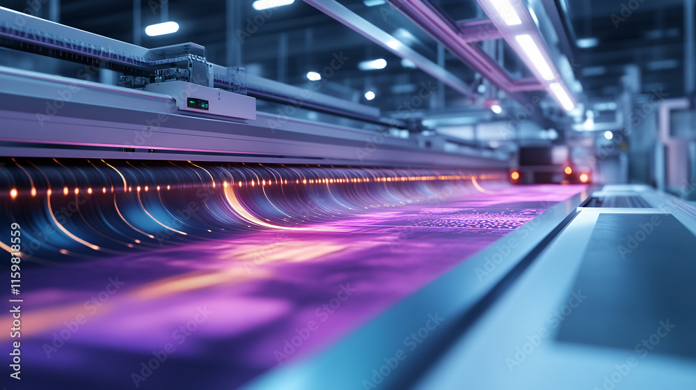 An ultra-modern DTF printing setup with holographic screens displaying real-time design adjustments, symbolizing dynamic and customizable textile creation. An ultra-modern DTF printing setup with holographic screens displaying real-time design adjustments, symbolizing dynamic and customizable textile creation.