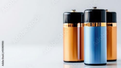 Wallpaper Mural Three colorful batteries are displayed against a light background, showcasing their metallic caps and vibrant colors. Torontodigital.ca