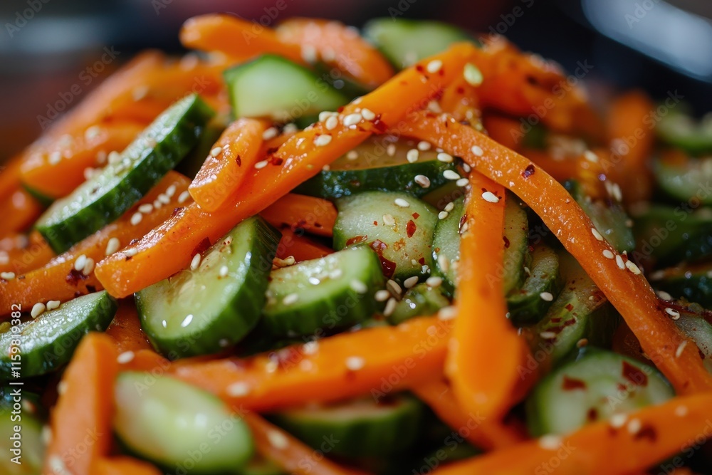 Pickled cucumbers and carrots with Asian spices Pickled cucumbers and carrots with Asian spices
