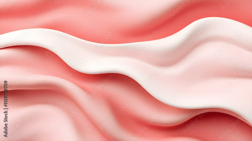 Wavy abstract forms in light frosty white and faded cherry red, with smooth matte textures and natural shadows for a clean, balanced backdrop Wavy abstract forms in light frosty white and faded cherry red, with smooth matte textures and natural shadows for a clean, balanced backdrop