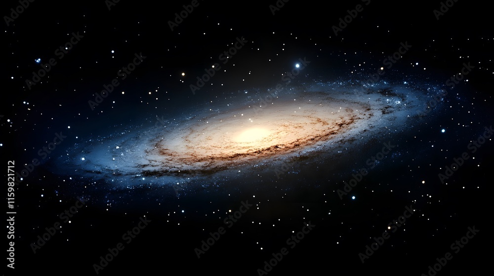 Naklejka premium Spiral Galaxy and Interstellar Stars