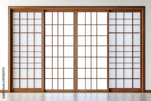 Shoji a classic Japanese door or room separator isolated on white