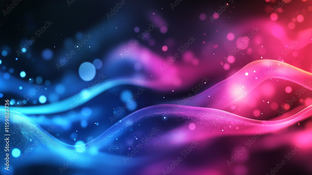 Obraz premium Vibrant Blue and Pink Neon Lights Illuminating a Dark Room