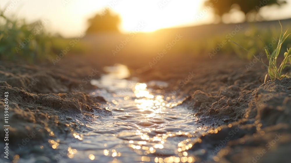 Obraz premium Bright Rural Scene with Water and Textured Ground