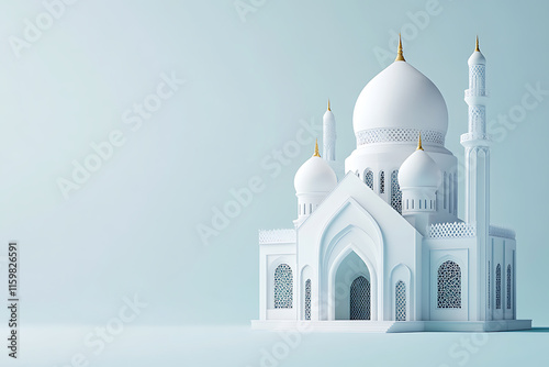 Stunning White Mosque Design, Architectural Masterpiece photo