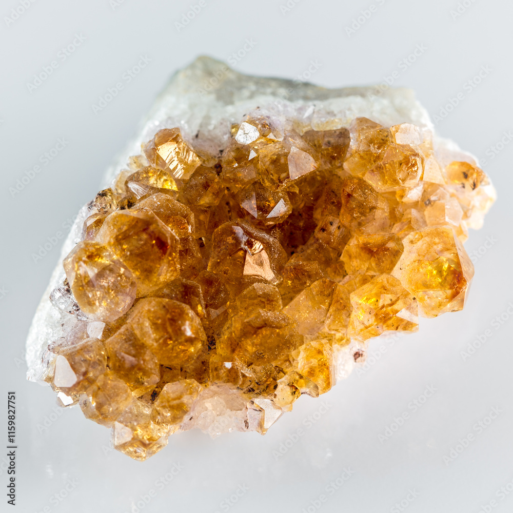 A large piece of Citrine Quartz rock with many small pieces of rock on it