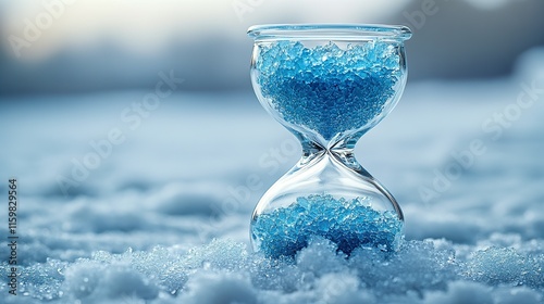 Frozen Hourglass In A Snowy Winter Landscape photo