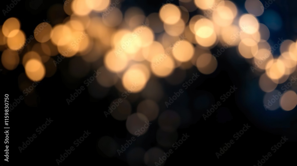 Fototapeta premium A de-focused abstract background featuring shimmering glitter lights in blue, gold, and black hues.