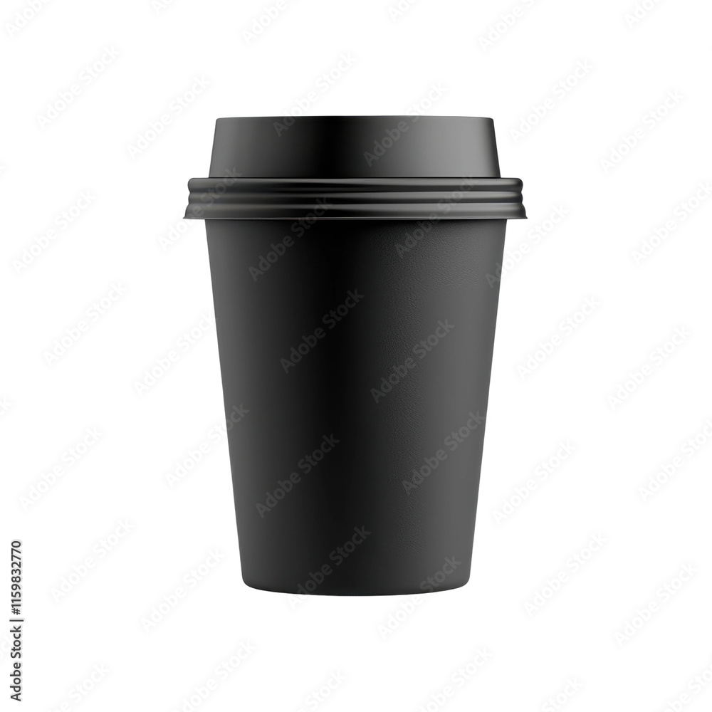 Sleek Black Coffee Cup with Lid and Matte Finish