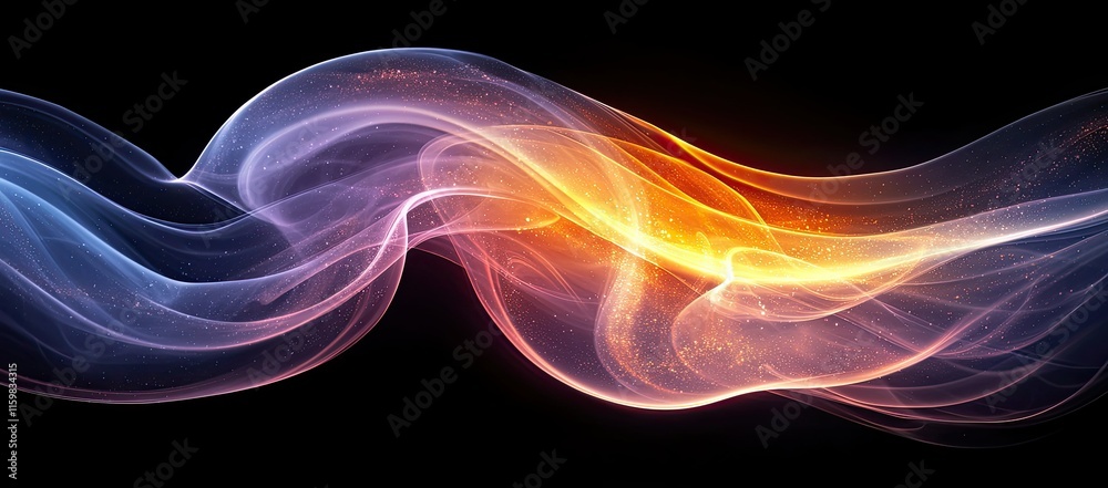 Fototapeta premium Abstract flowing waves of light in vibrant colors against a dark background.