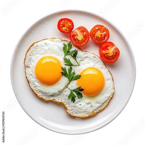 Sunny Side Up Eggs Garnished with Fresh Herbs